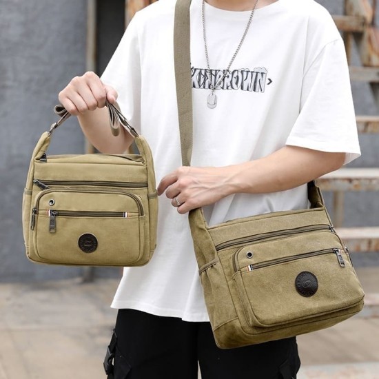 Bolsa Masculina de Lona Tipo Carteiro