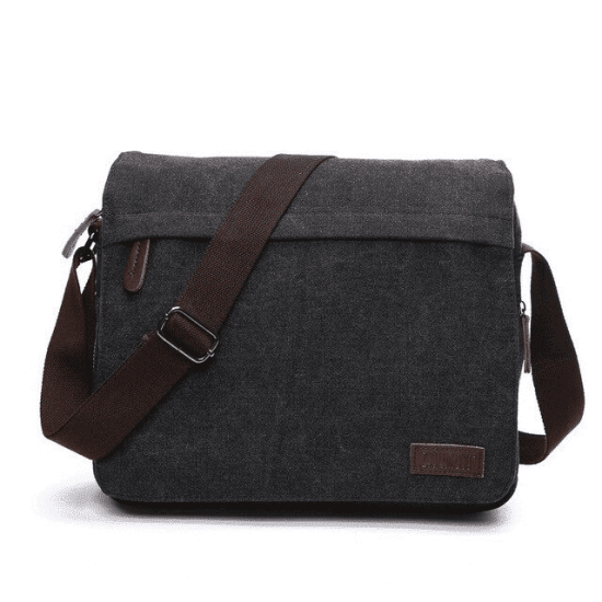 Bolsa Lateral Masculina Lona Carteiro Expansível