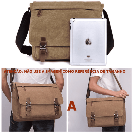 Bolsa Carteiro Grande de Lona Para Notebook 15" 